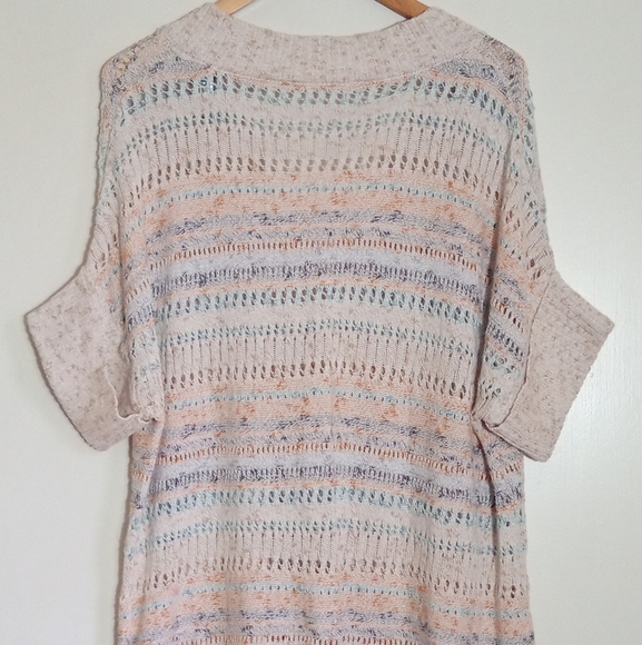 Soft Surroundings Vneck short sleeve drop shoulder long line sweater size medium - Picture 3 of 4